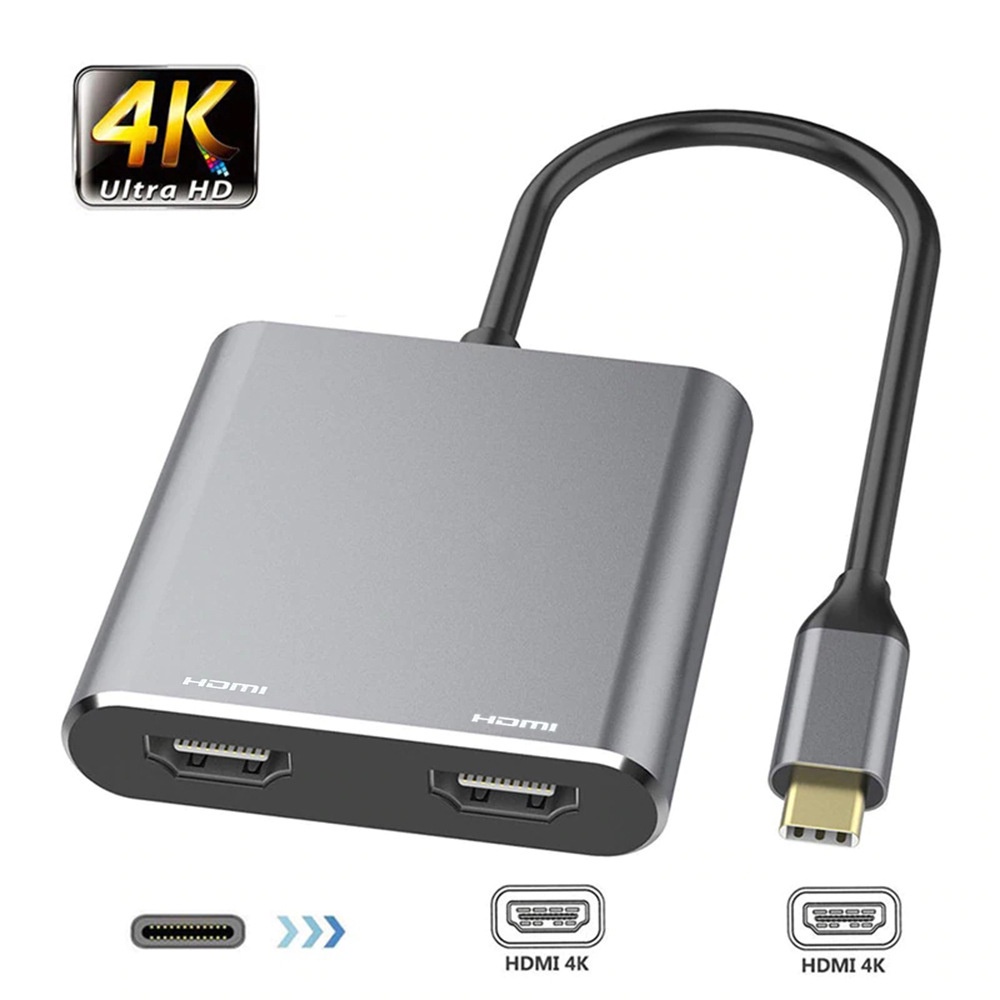 2in1 유형 C 듀얼 HD 4K 1080P 어댑터 USB C HDMI 허브 미러 확장 디스플레이 Macbook 노트북 스마트 폰 USBC HDTV 변환기